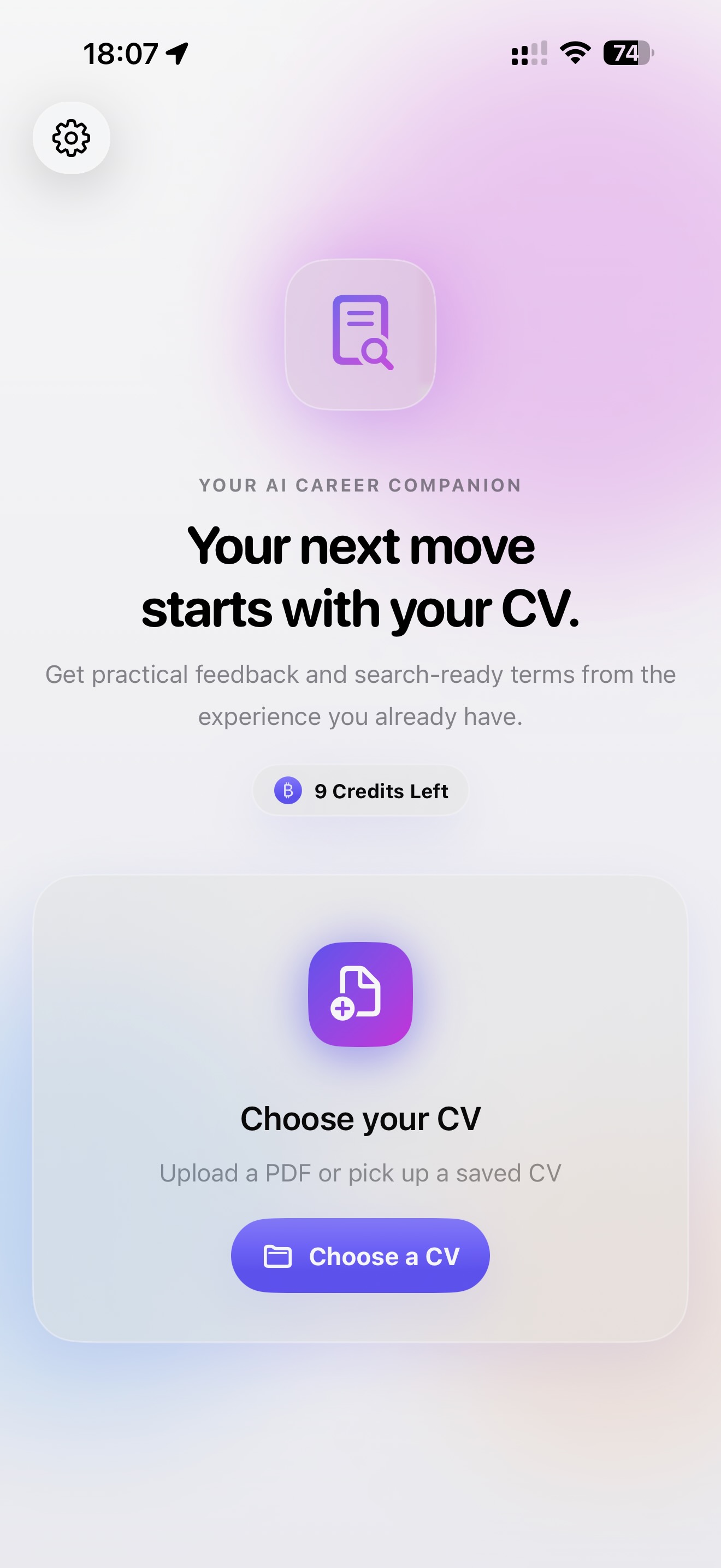 Choose a CV in Job Buddy