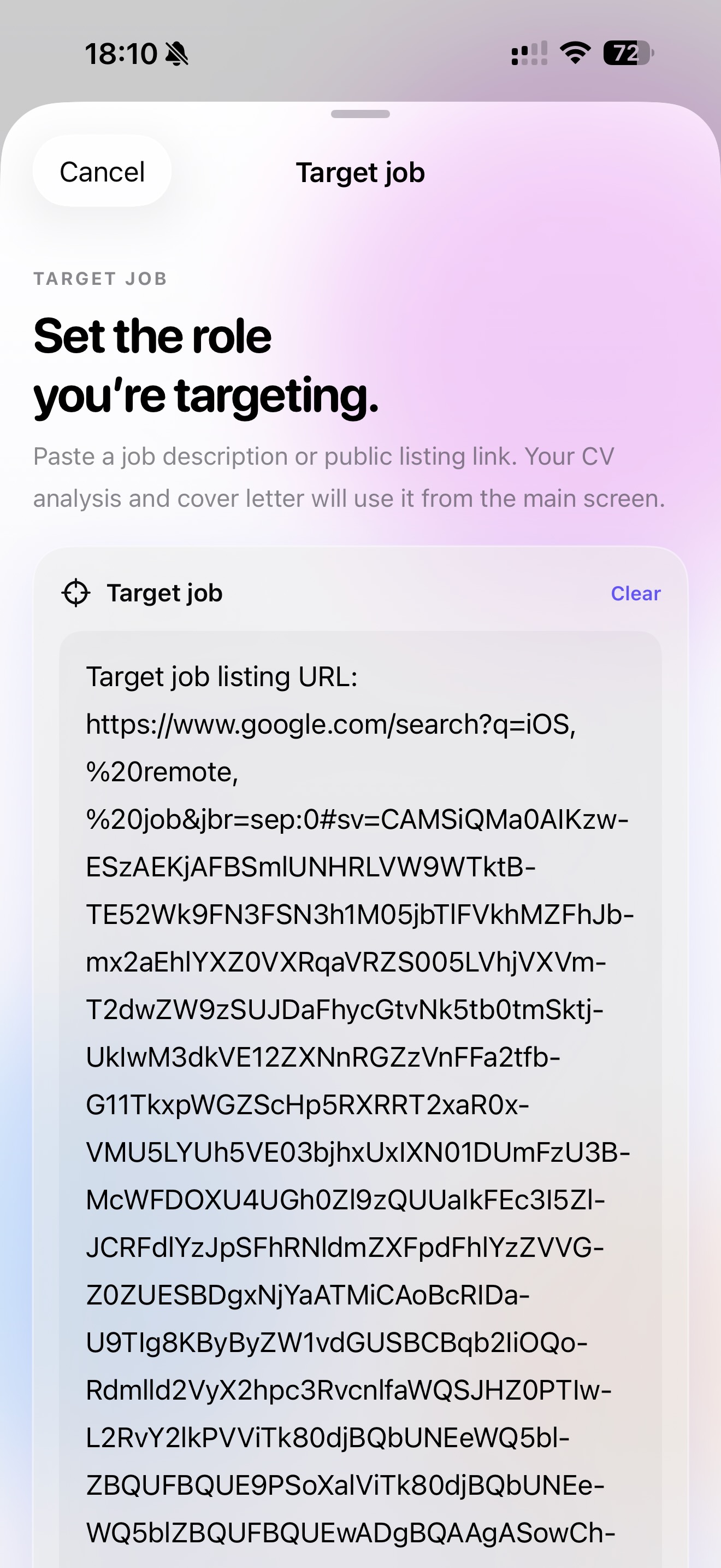 Set a target job in Job Buddy